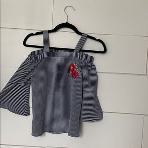 Girls belle sleeve of shoulder top